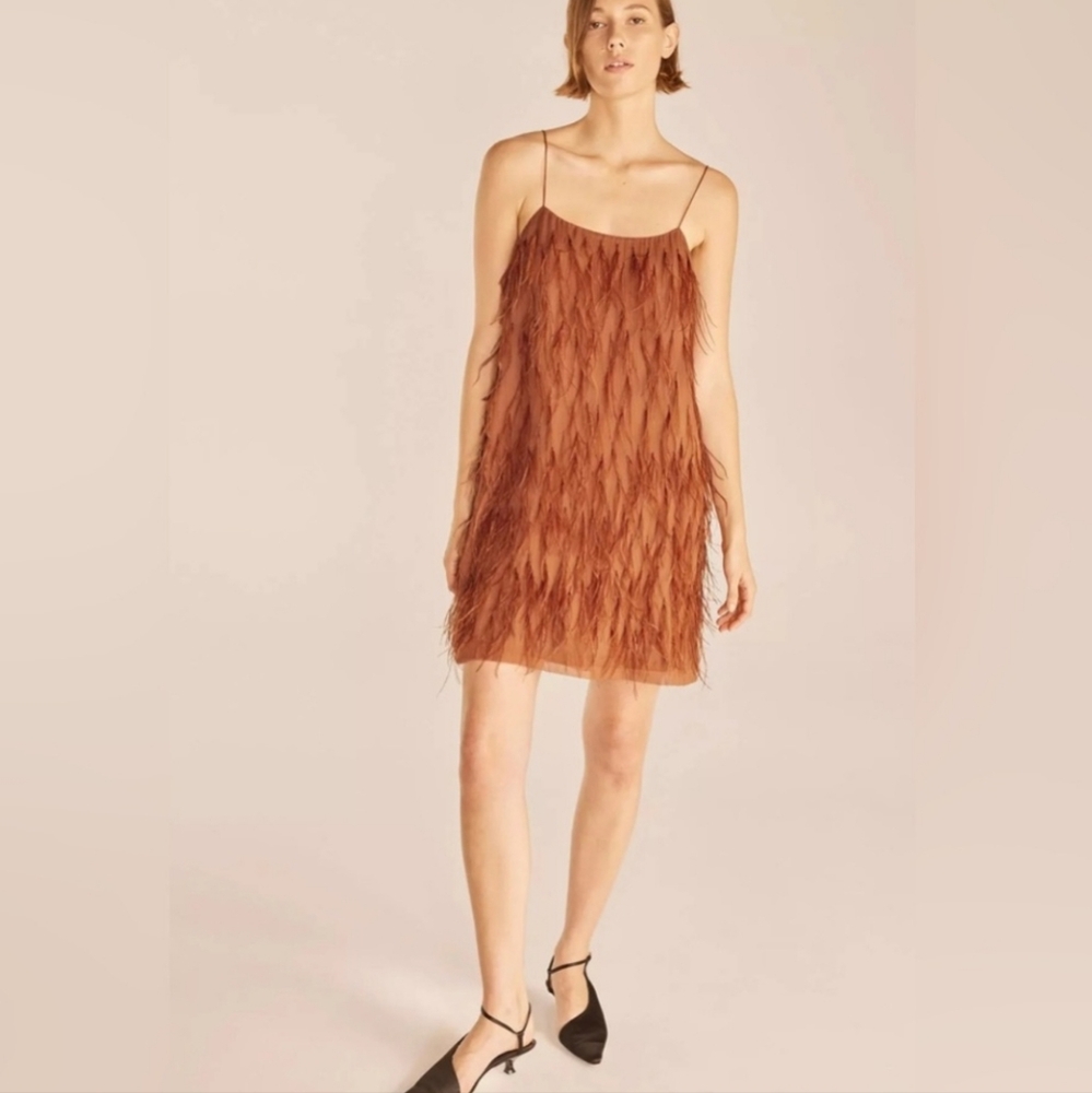Rebecca Taylor Feather Sheath Mini Silk Dress - Picture 3 of 13